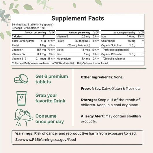 Organic Spirulina-Chlorella Tablets